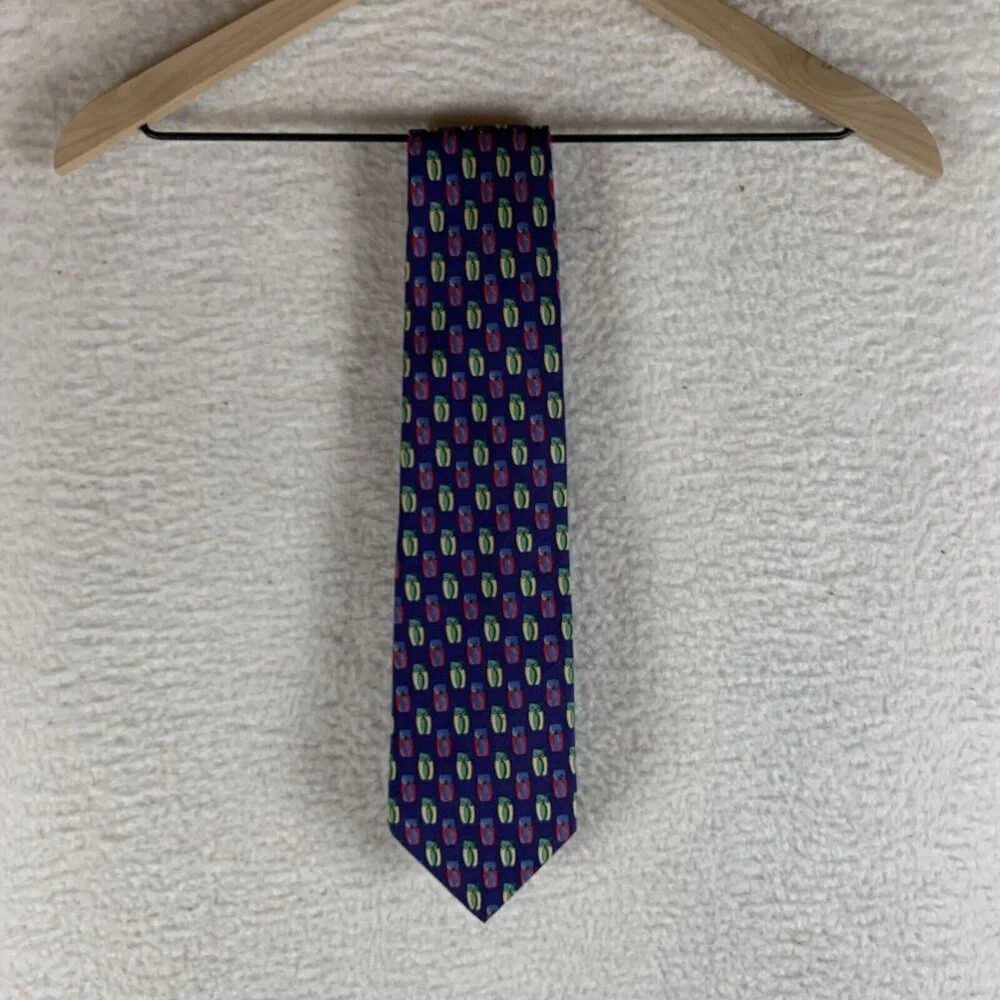 Jos A Bank Executive Collection Neck Tie Men Purple Silk Owl Print Business 9588
